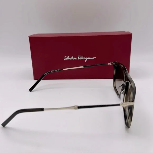 Salvatore Ferragamo SF966S Square Aviator Sunglasses Tortoise Made in Italy - Picture 4 of 10